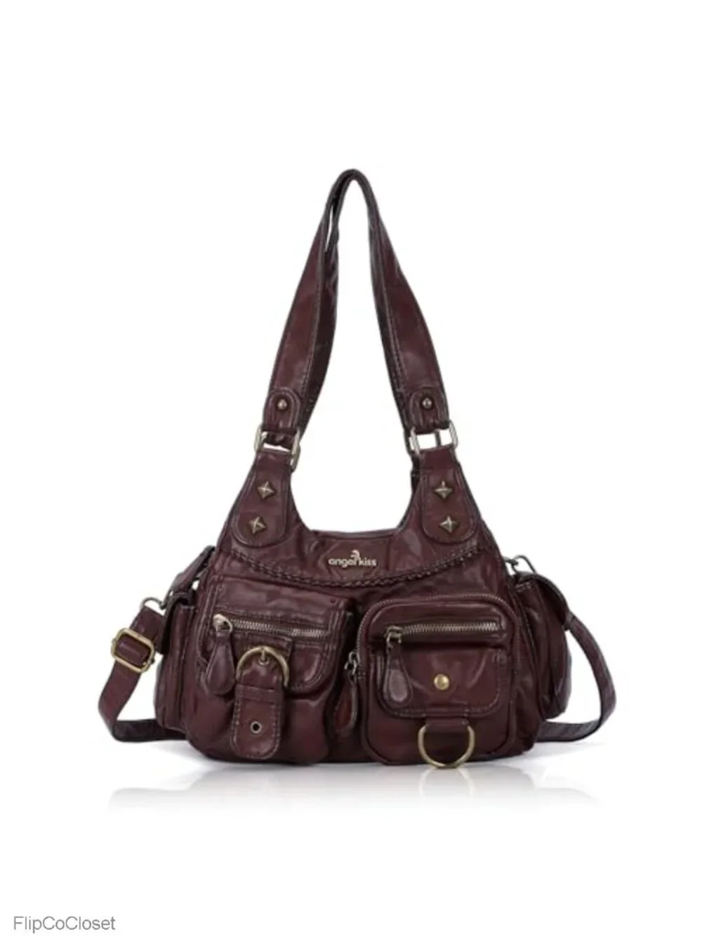 Faux Leather Hobo Shoulder Bag Vegan Leather Crossbody Purse